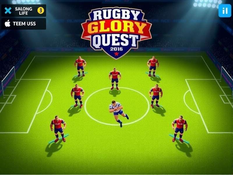 Rugby Glory Quest gameplay screenshot showing intense rugby action